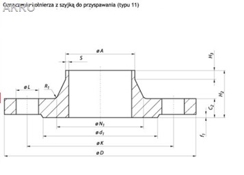 Kołnierz szyjkowy DN80 PN16 80/88,9 8 otworów